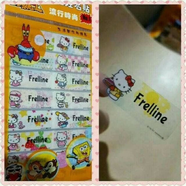 

label nama waterproof sticker Hello Kitty Transparan