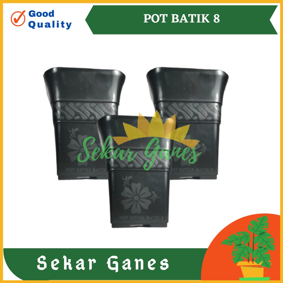 POT KOTAK SOFI BATIK 8 CM HITAM TEBAL POT KAKTUS MIRIP JUOS JUOSS MINI POT TINGGI BUNGA ARTIFICIAL