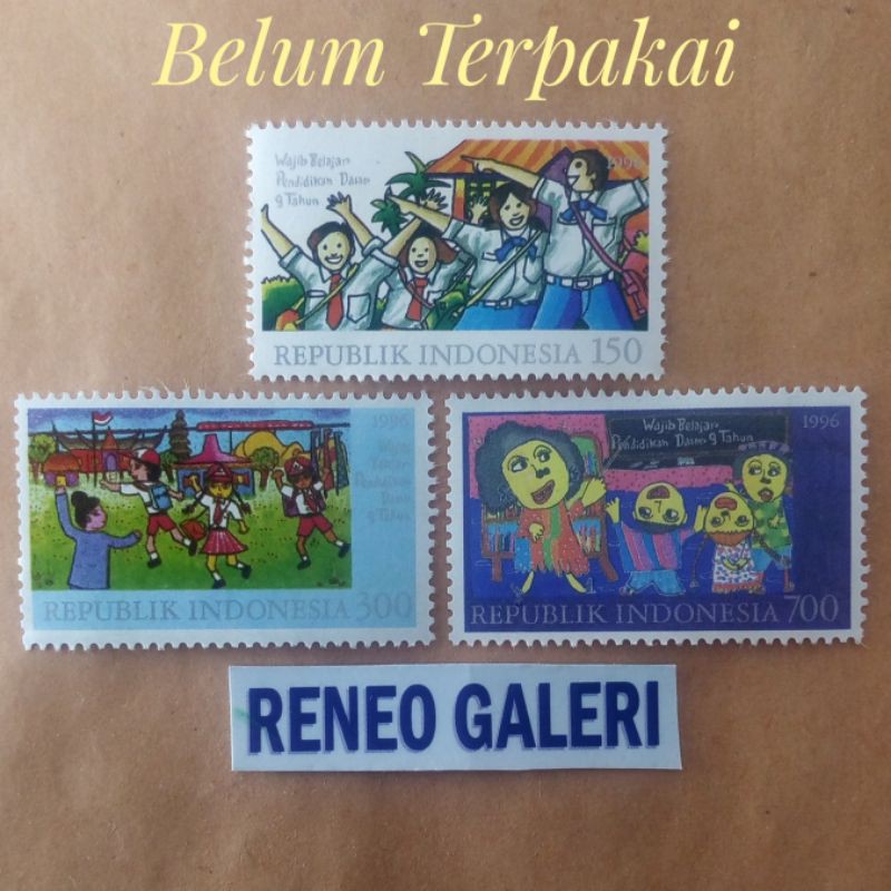 

(3pcs) set Lengkap Perangko seri Wajib Belajar Pendidikan dasar 9 tahun 1996 Paket Prangko Lama kuno