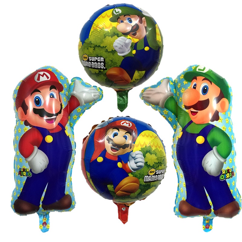 5pcs / lot Balon Aluminum Foil Desain Super Mario Luigi Untuk Dekorasi / Hadiah / Mainan Bayi