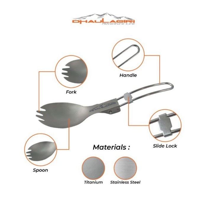 Sendok Garpu Titanium Spork Dhaulagiri Ultralight Spoon Fork Lipat