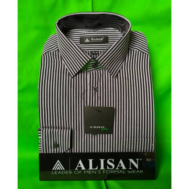 Kemeja Alisan motif salur slimfit