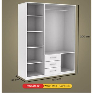Rumah MaMia Lemari 3 pintu warna putih ada kaca kokoh Rumah MaMia Lemari 3 pintu warna putih ada kaca kokoh