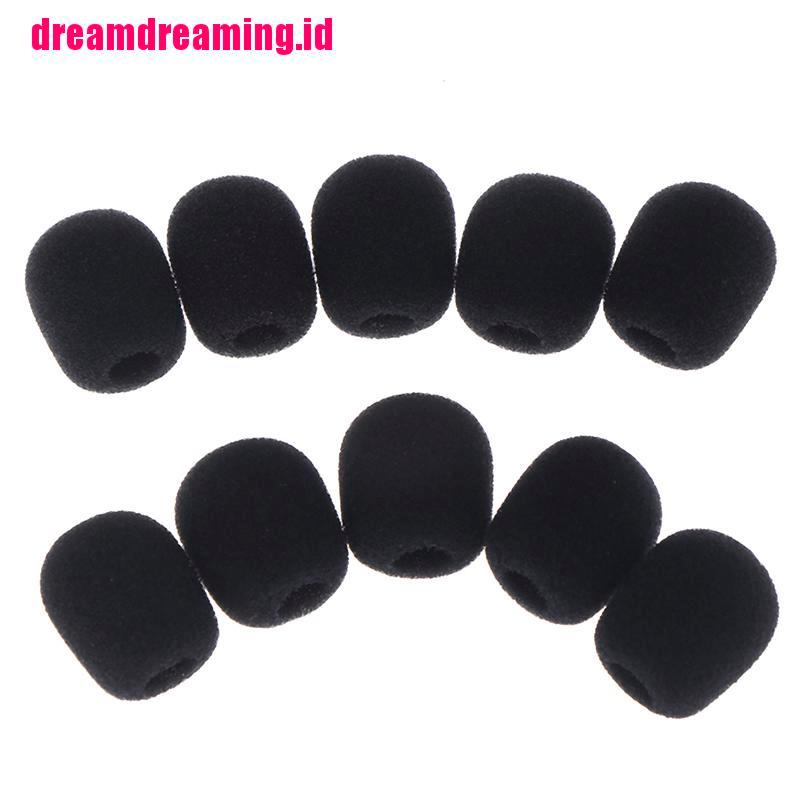 10pcs Busa Cover Mikrofon Kecil Warna Hitam