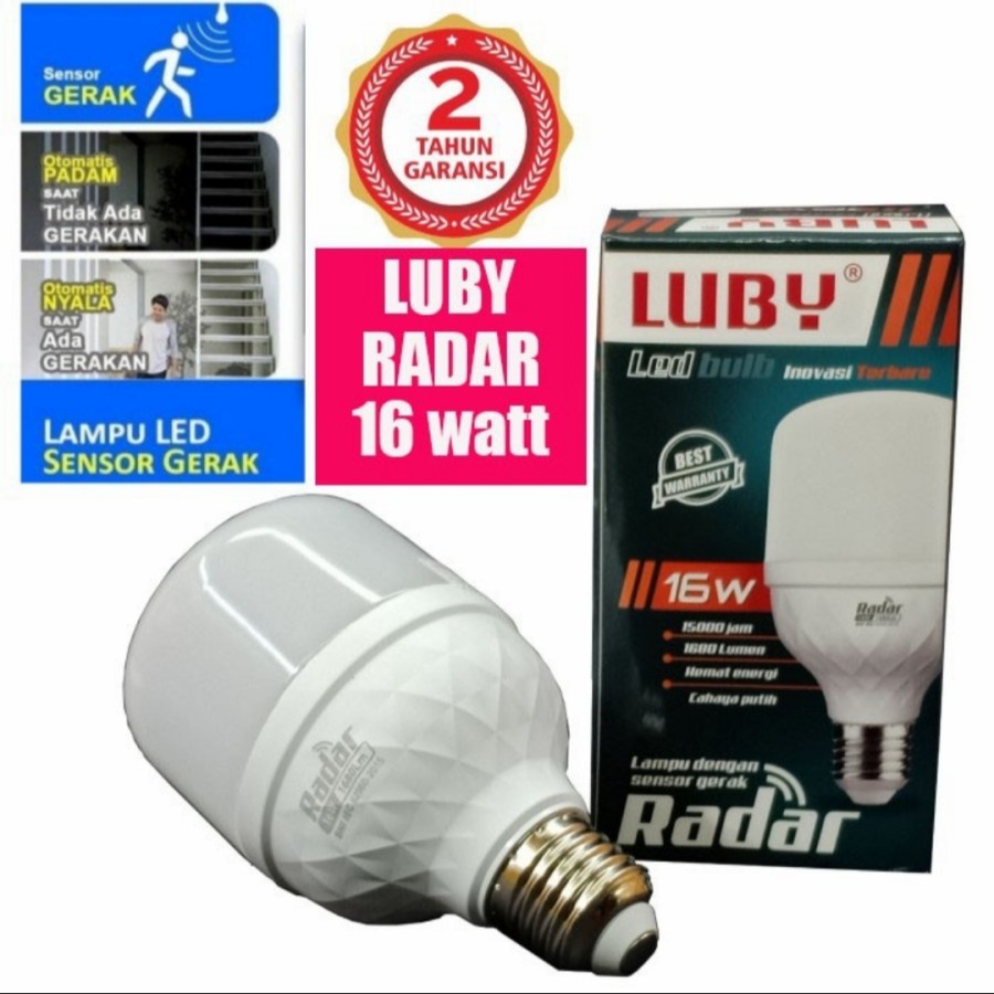 LUBY LAMPU RADAR LED 16 WATT CAHAYA PUTIH SENSOR GERAK OTOMATIS 16W