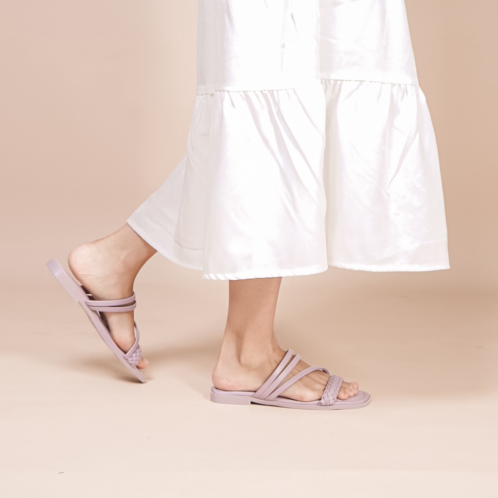 BELLEZA MALL - Sandal Flat CORA All Colors | selop flats wanita stylist | sendal pergi santai cewek perempuan beleza shoes official terbaru