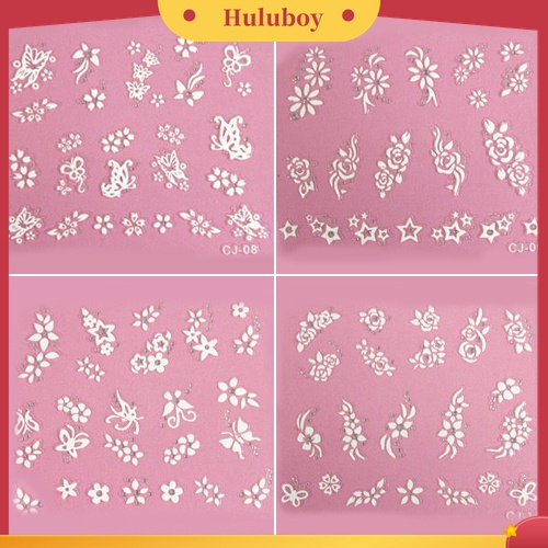 Huluboy Huluboy♡ 50pcs Stiker Kuku 3D Desain Bunga Butterfly Untuk Manicure