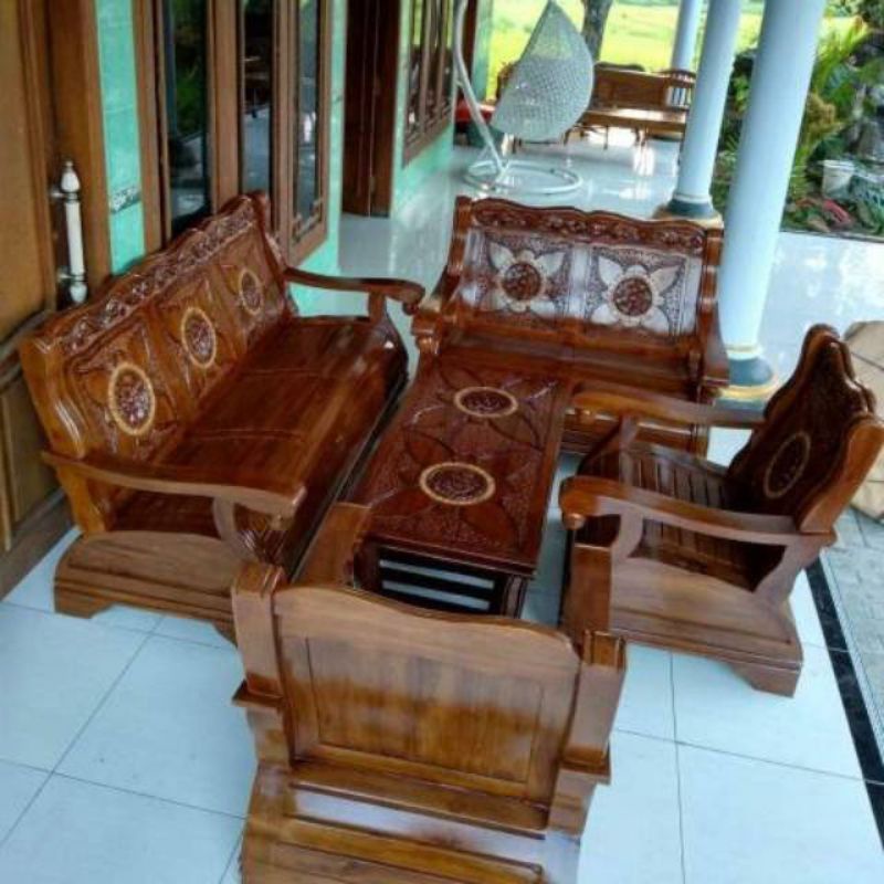 Kursi tamu tulang gajah kayu jati / kursi tamu jumbo kayu jati furniture Jepara