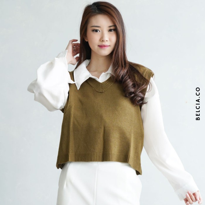 Promo nih  ANNA KNIT VEST ( OUTER RAJUT ROMPI WANITA CABLE MOTIF POLOS BASIC ) Premium Quality
