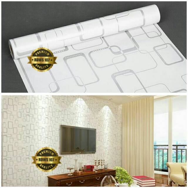 Wallpaper sticker dinding ruangan kamar termurah motif kotak hitam