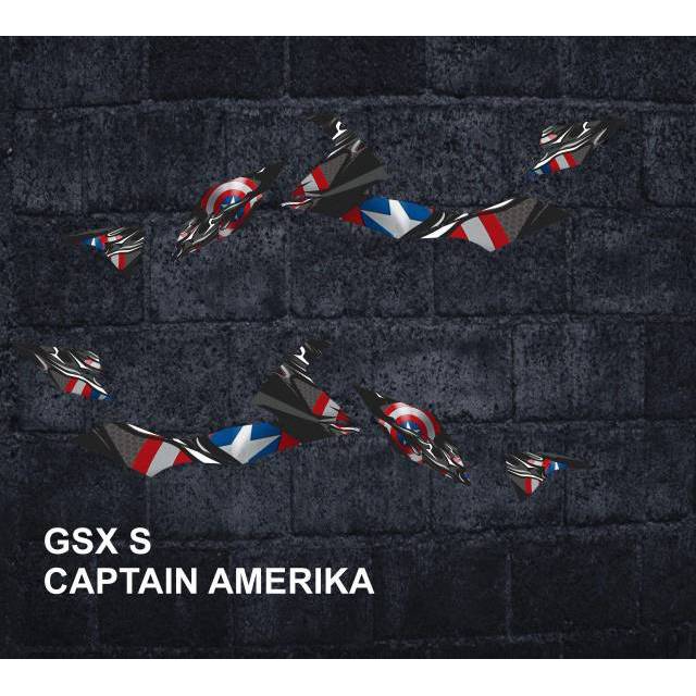 STIKER MOTOR, STRIPING VARIASI LAMINASI SUZUKI GSX S CATEN AMERICA