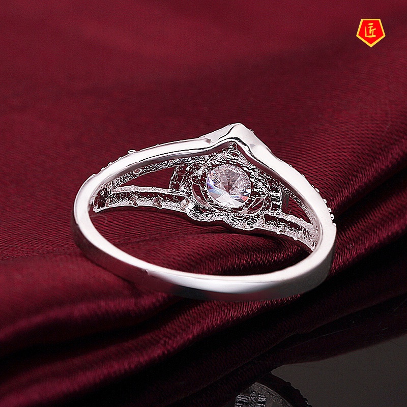 [Ready Stock]Fashion Personality Heart-Shaped Diamond Silver Ring