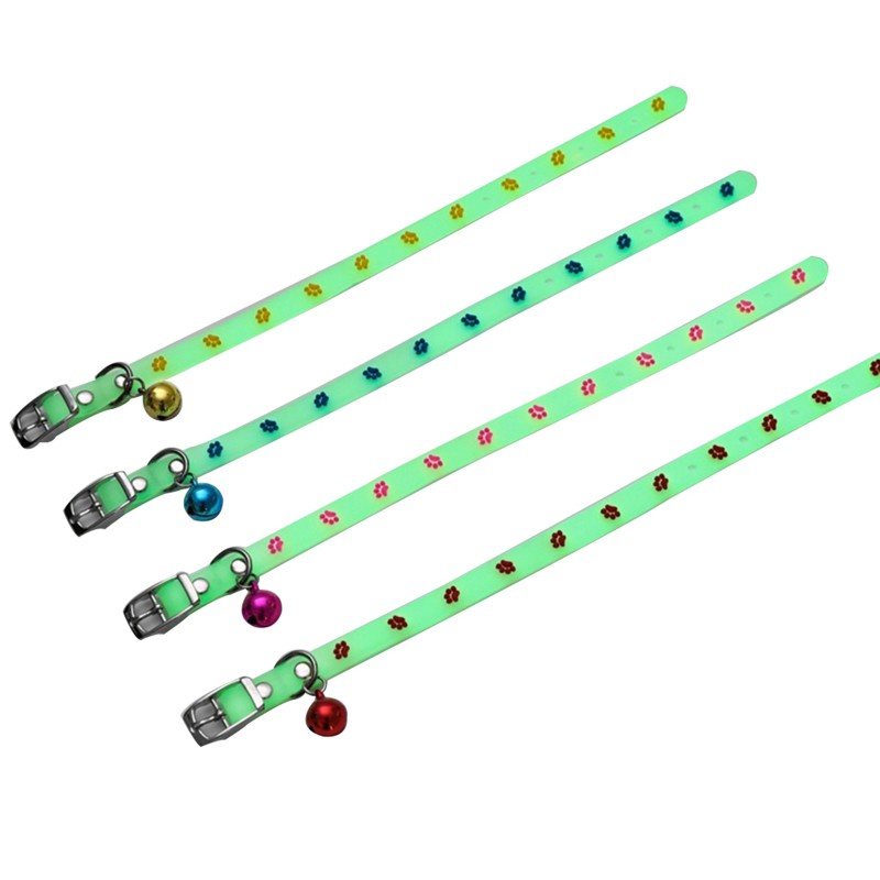 CRE  Pet Glowing Collars with Bells Glow at Night Dogs Cats Light Luminous Necklace