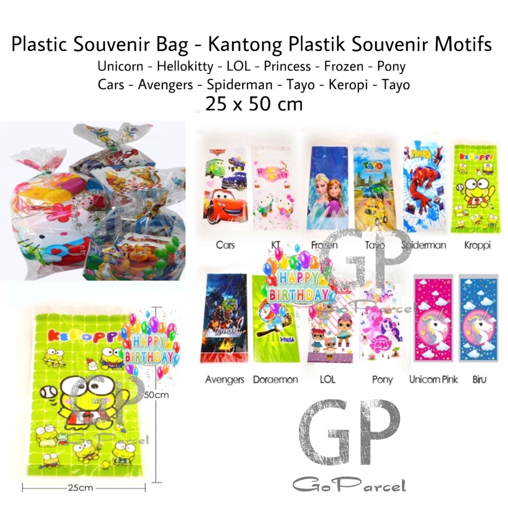 ( Pak 10 Lembar ) KANTONG OPP SOUVENIR MOTIF - PLASTIK SOUVENIR PLASTIC GOODIE BAG SNACK BINGKISAN ULANG TAHUN PR1NC3SS M1CK3Y M0U$E FR0Z3N DOR4EMON H3LLOKITTY UN1C0RN P0NY $PONGEB0B KERO KER0P1 C4RS L0L T4Y0 TH0M4S T$UM T$UM SPID3RMAN