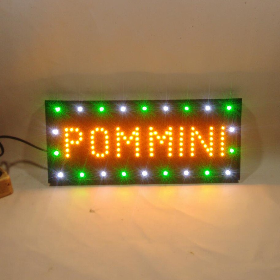 tulisan lampu led sign pom mini oranye kuning warna warni