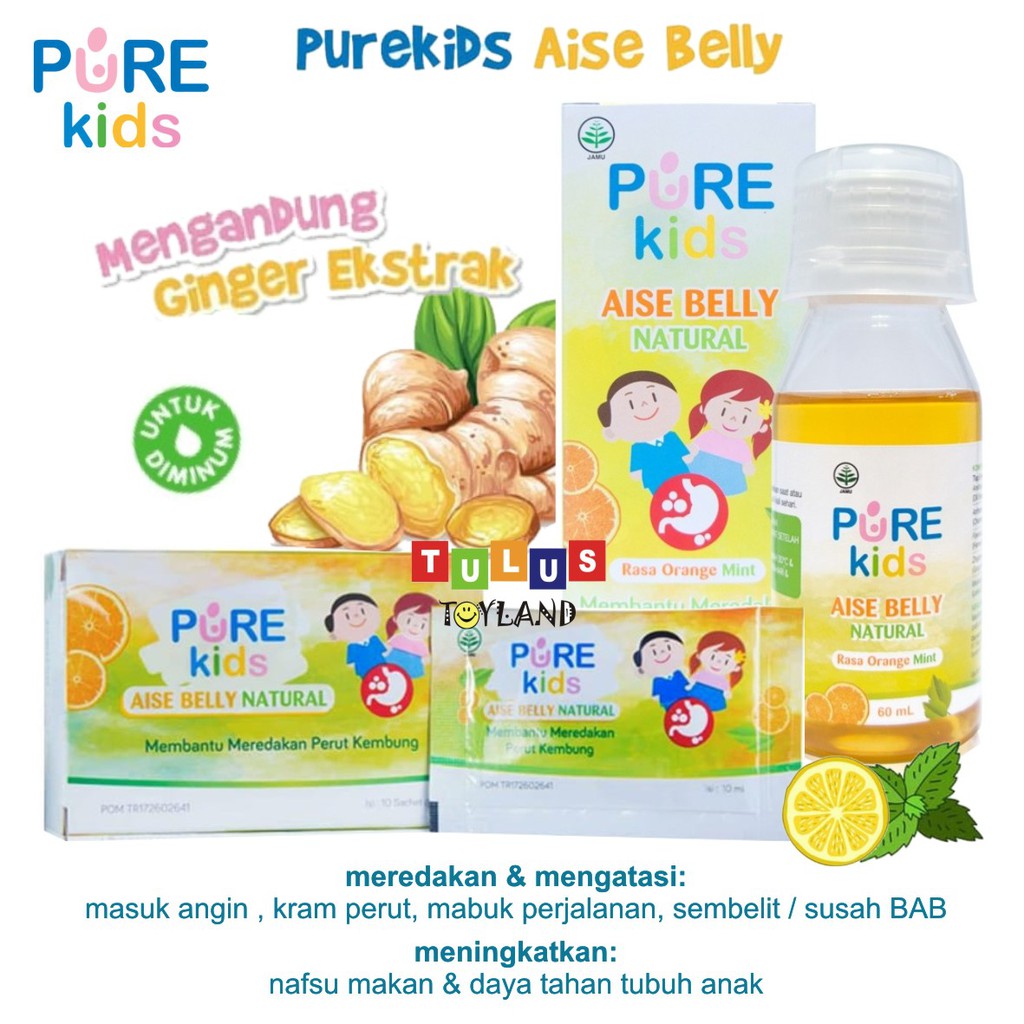 PURE KIDS Aise Belly 60 ml / PureKids Aisy Box Sachet utk perut kembung masuk angin anak Baby Herbal