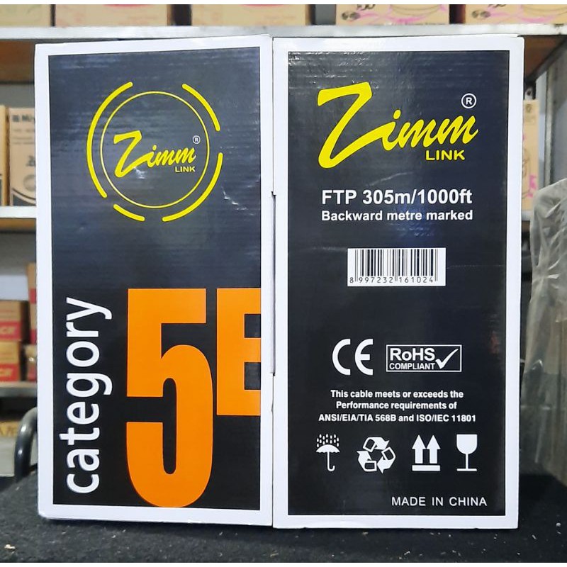 KABEL LAN FTP CAT5E INDOOR SINGLE JAKET ZIMM LINK 1 ROL