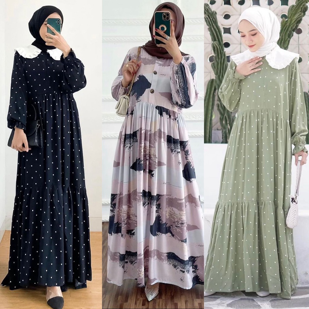 1KG MUAT 4PCS | GAMIS RAYON VISCOSE MAXY DRESS BUSUI LD 110-130 PJ 130 OOTD MUSLIMAH TERBEST SELLER