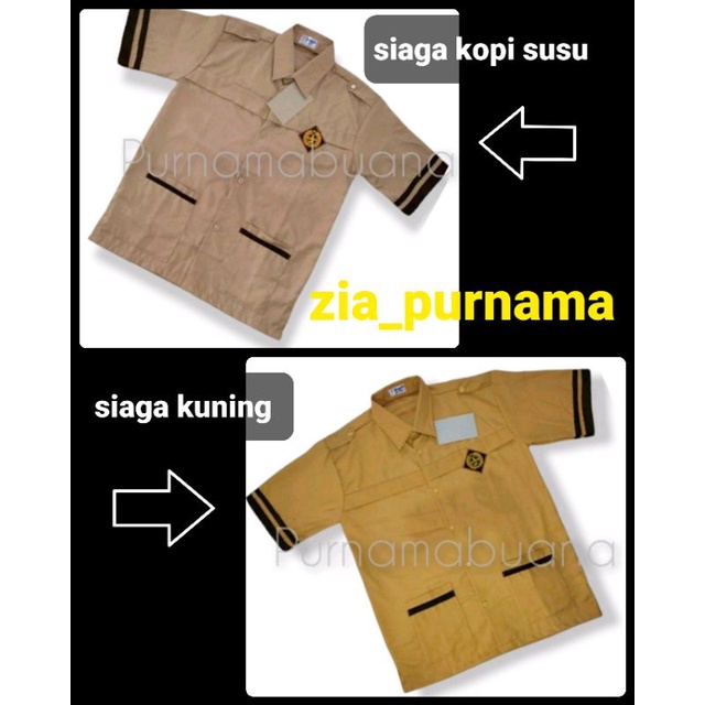 Seragam Sekolah - Baju Pramuka Siaga Pendek SD Coklat Susu dan Kuning Kombinasi