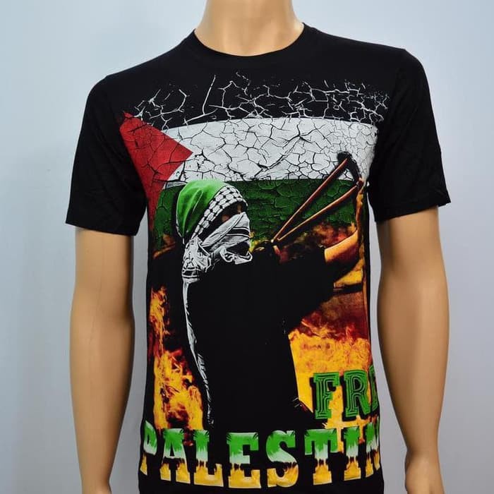 KAOS TSHIRT BAJU PRIA FREE PALESTINE KETAPEL 3D PAKAIAN PRIA MURAH
