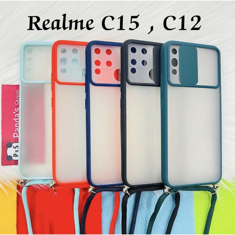 Realme C15 , C12 Softcase dove sliding camera + Tali Laynard [Premium]