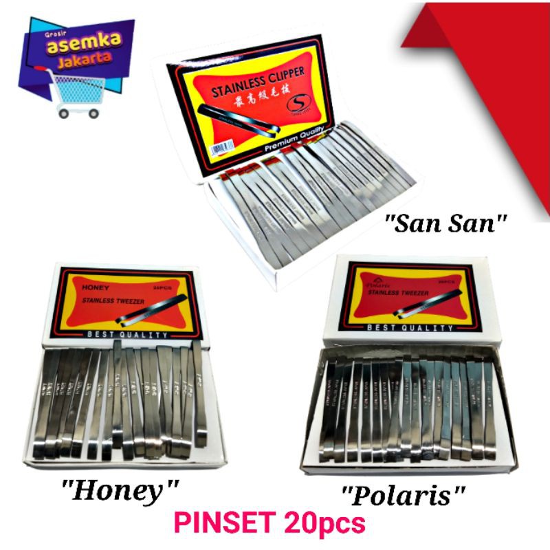 Pinset Stainless clipper japan pinset berkualitas bagus Grosir (20pcs)