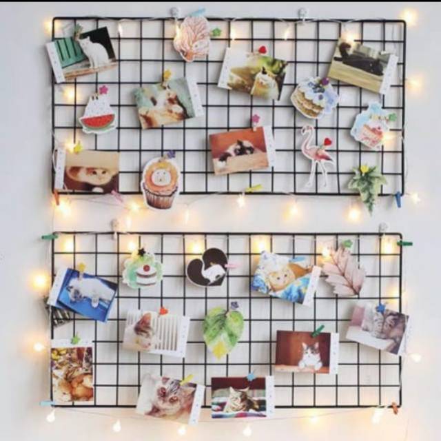 HIASAN DEKORASI DINDING HIASAN HIJANG RAM KAMAR PAJANGAN DINDING BESI WALL GRID 35x35 dan 35x52 cm