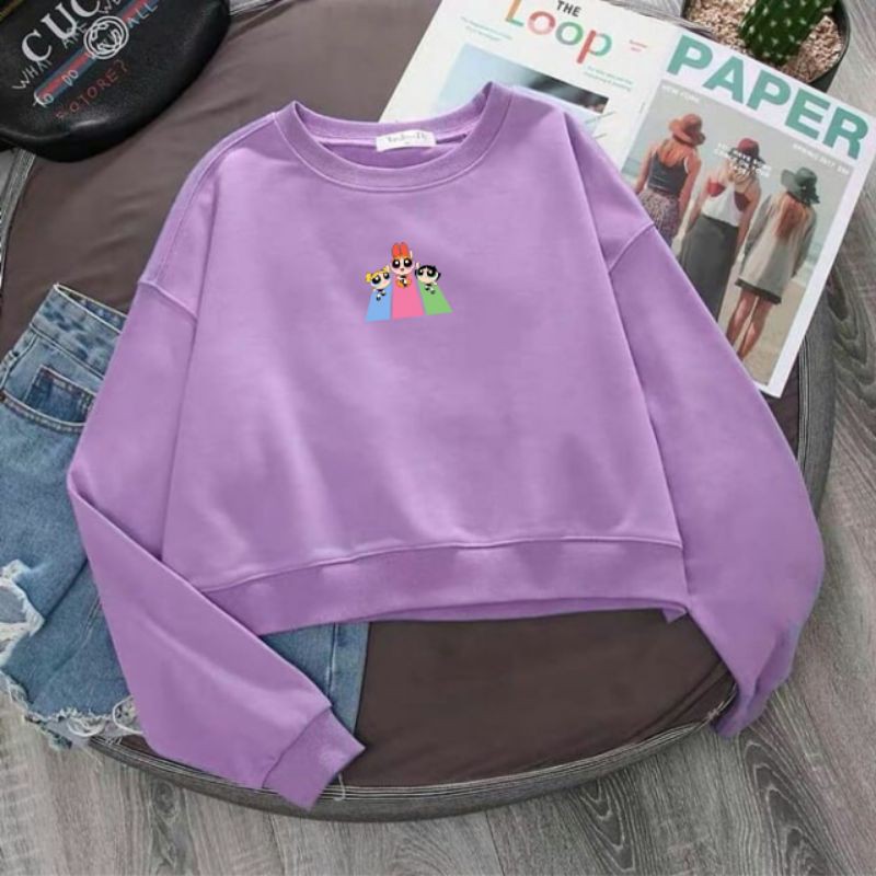 PPG CROP OVERSIZE LILAC SWEATER WANITA TERMURAH KEKINIAN'