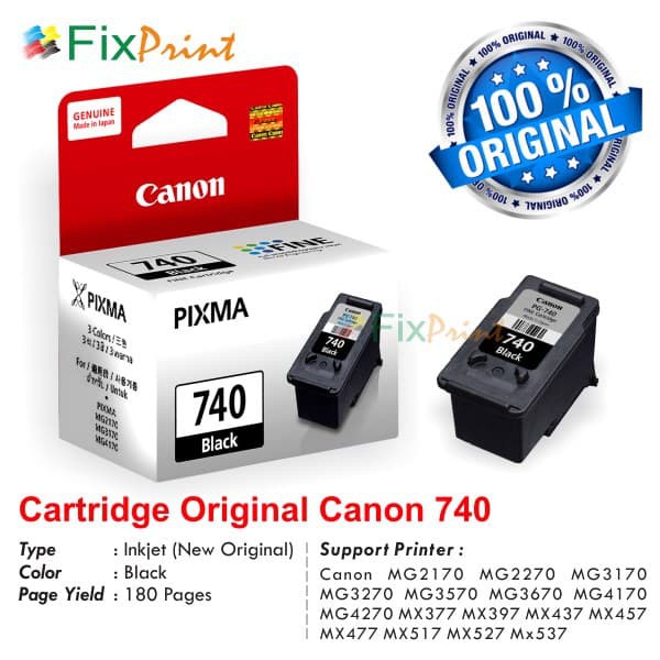 Cartridge Tinta Canon PG740 PG-740 for Printer MG2270 MX377 MX397 477 FPJNew1845