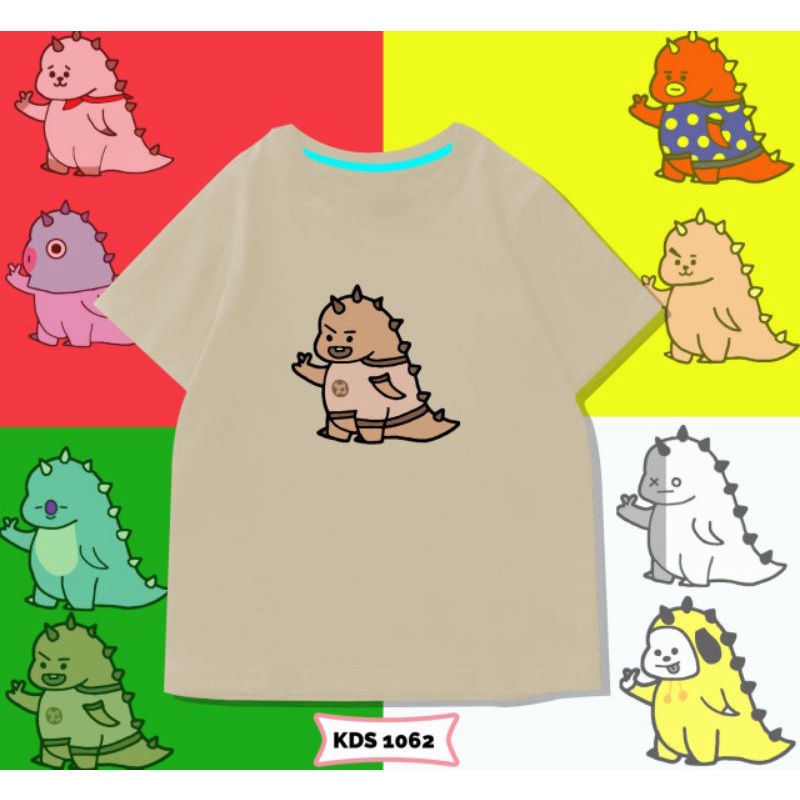 KAOS ANAK BT21 DINO UNISEX PEREMPUAN&amp;LAKI-LAKI/KAOS ANAK BTS DINO COTTON 24S