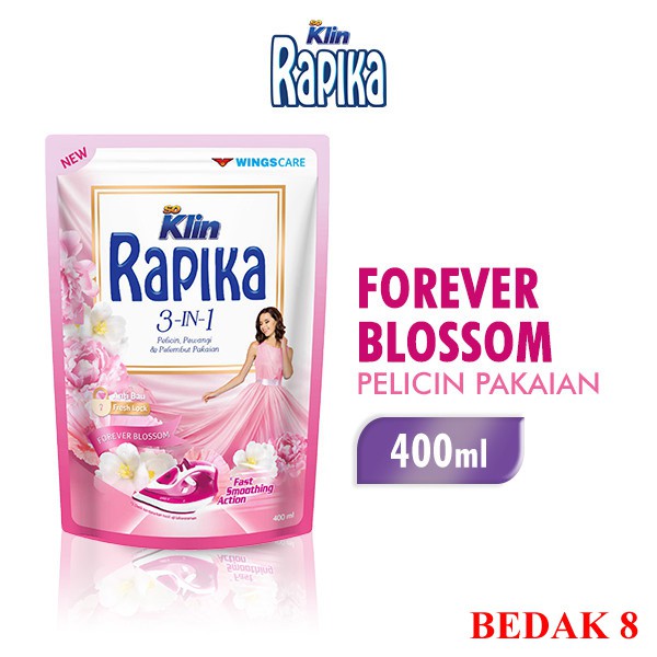 Rapika Pelicin, Pewangi, Pelembut Pakaian Refill 400 ml