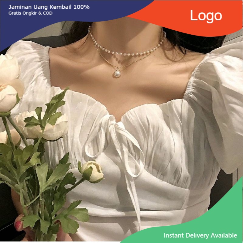 Kalung mutiara necklace / kalung ootd aesthetic/ kalung 2 / kalung rantai anggun wanita goodmoodgood