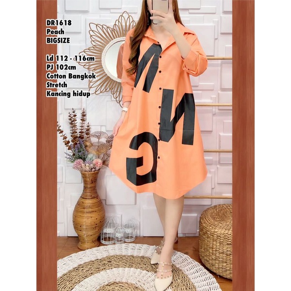 Dress Cotton bangkok stretch kancing hidup