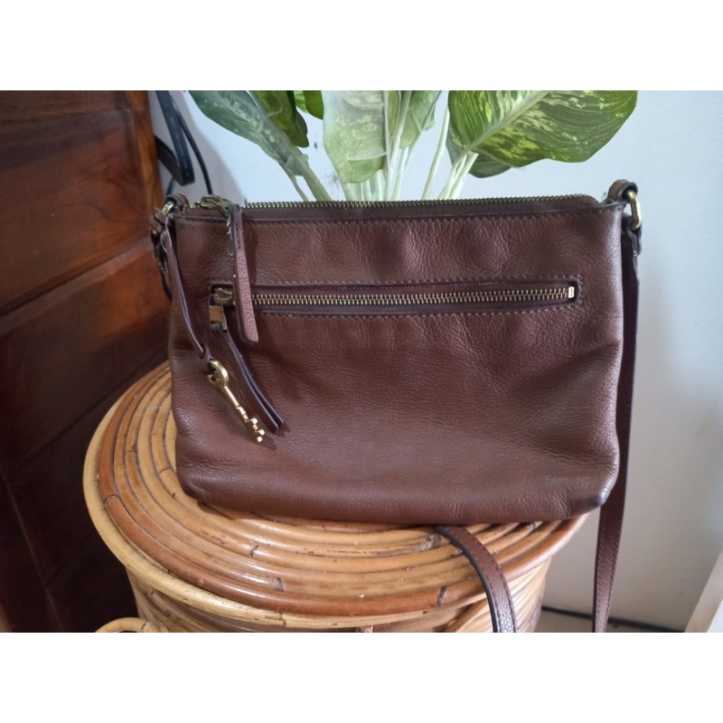 slingbag tas selempang fossil jadul preloved vintage second bekas coklat