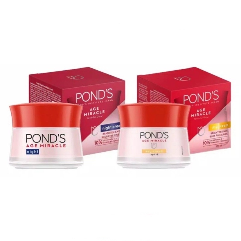 Ponds Age Miracle Day Night Cream SPF 18 Moisturizer Siang Malam 10g