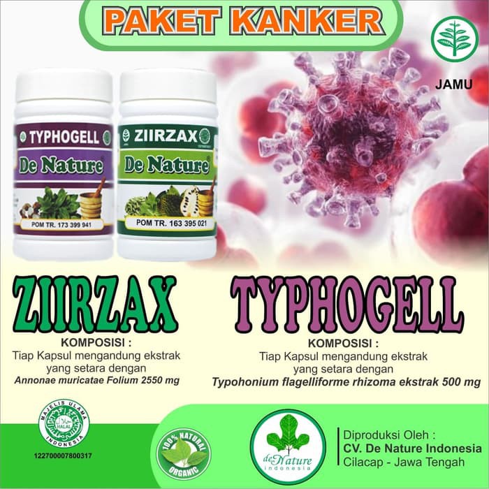 

Ziirzax & Typhogell Herbal Kanker De Nature Paket 1 Bulan