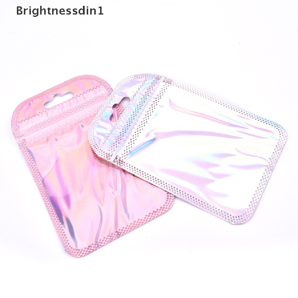 (Brightnessdin1) 50 Pcs Tas Pouch Mini 4 Model Warna Laser Horaphic Untuk Kosmetik / Makeup