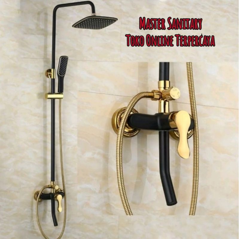 Shower Tiang Column Hitam Gold /Shower Set Tiang Black Gold