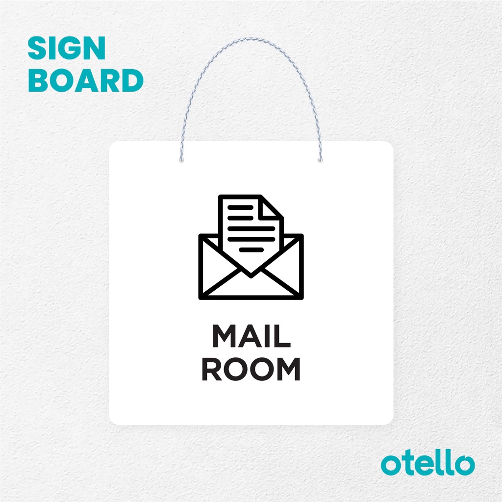 Otello Signage Mail Room Signage Board Acrylic Papan Gantung Akrilik Rantai Petunjuk Toko Modern Minimalist Kafe Restoran Kantor Gedung Cafe