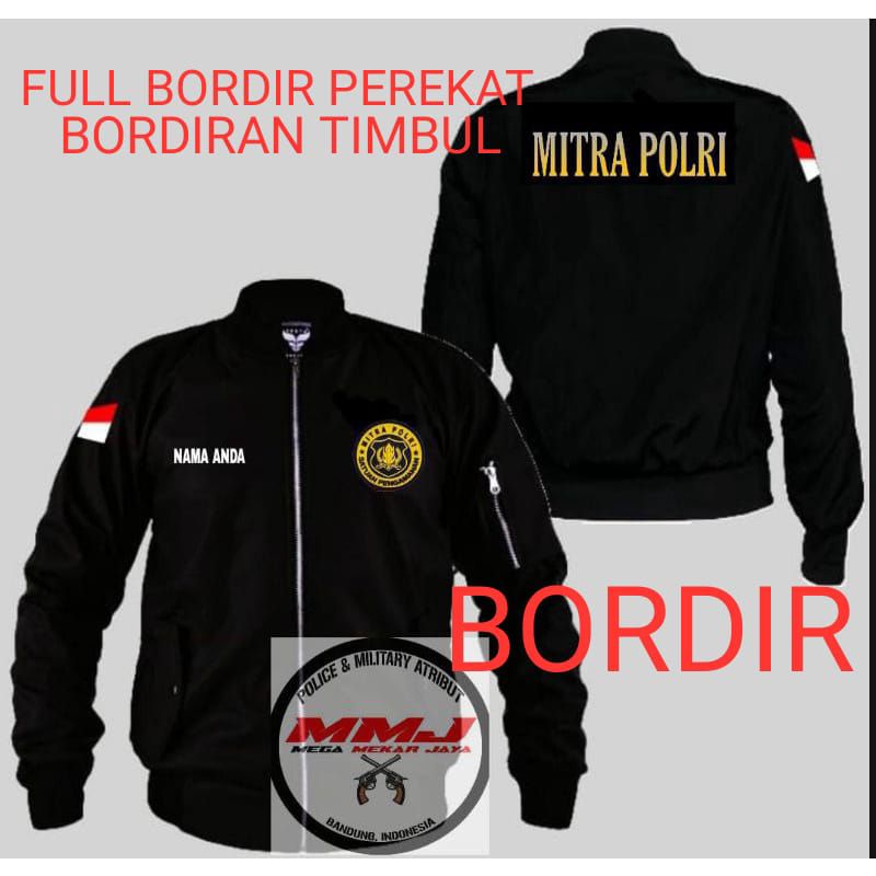 JAKET BOMBER ORIGINAL ANTI AIR (FULL BORDIR) SATPAM/SECURITY/MITRA POLRI/COSTUMS