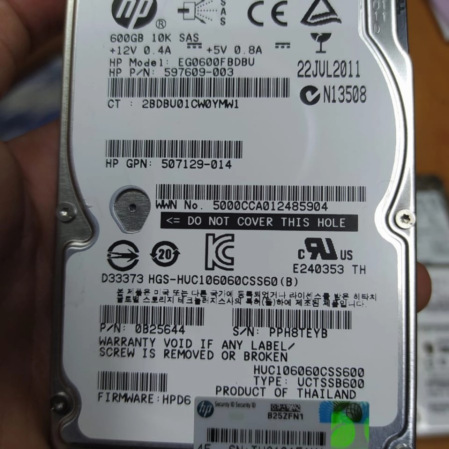 Hdd Hardisk HP 600GB SAS 10K-6Gbps(2.5inch) original 1000% HP ORIGINAL