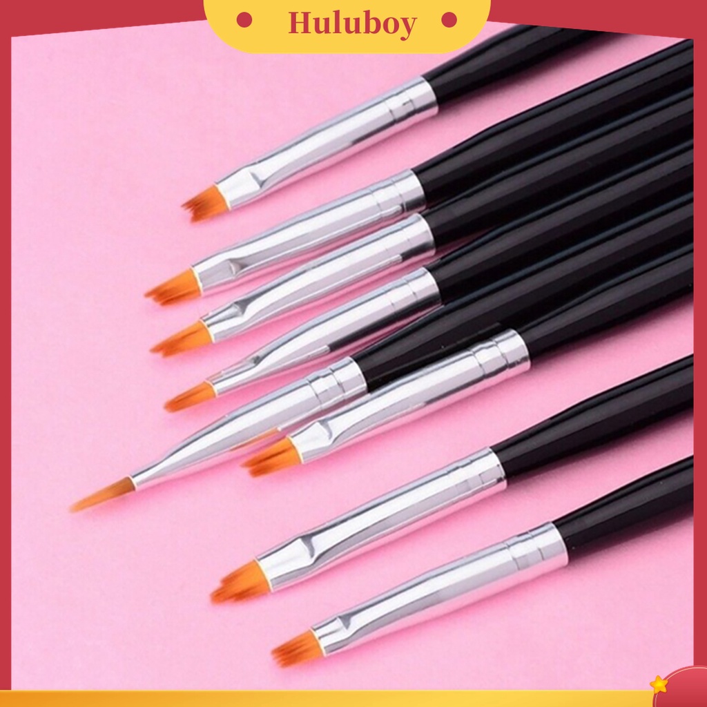 Huluboy Huluboy♡ 8pcs / Set Pen Brush Untuk Menggambar Bunga / Garis Kutek UV Gel Manicure