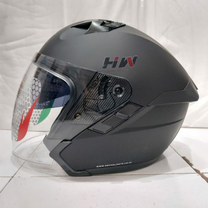 RSV SV300 BLACK DOFF DOUBLE VISOR-HELM HALFFACE RSV SV300 SOLID HITAM DOFF