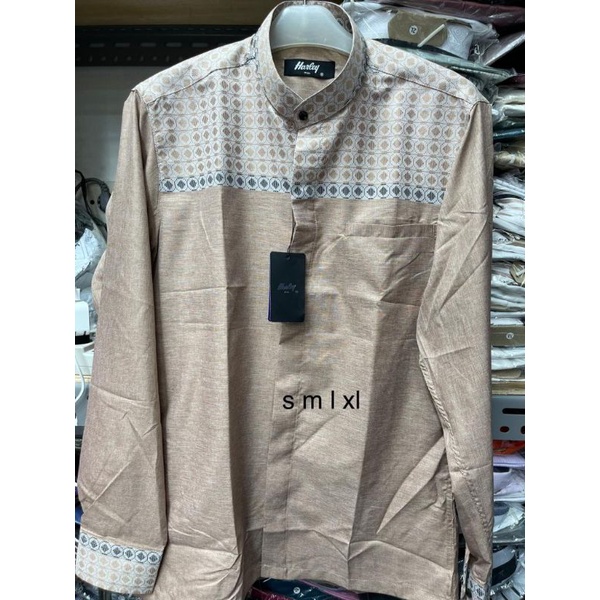 ✅Cod kemko Harley man orii warna crem - kemeja Koko harley warna mocca