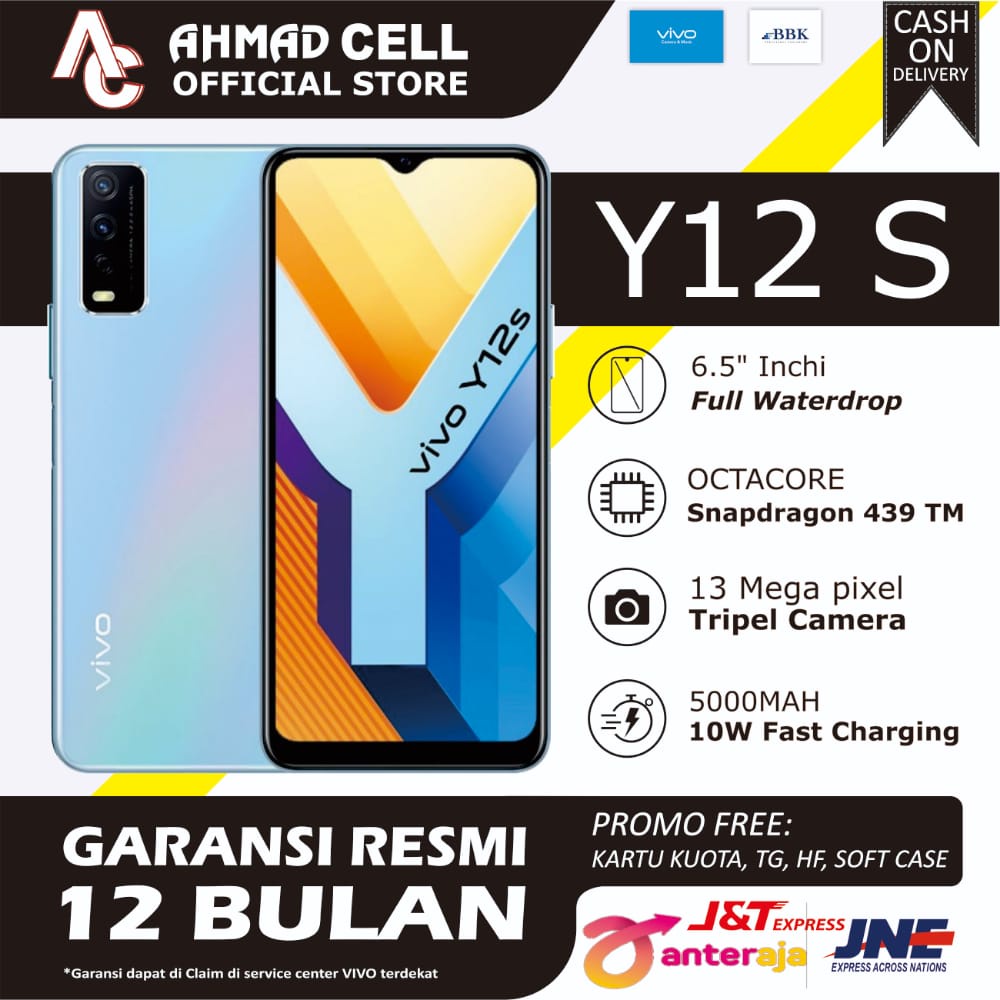 Hp Handphone Vivo Y12S 3/32 Garansi Resmi VIVO 12 Bulan