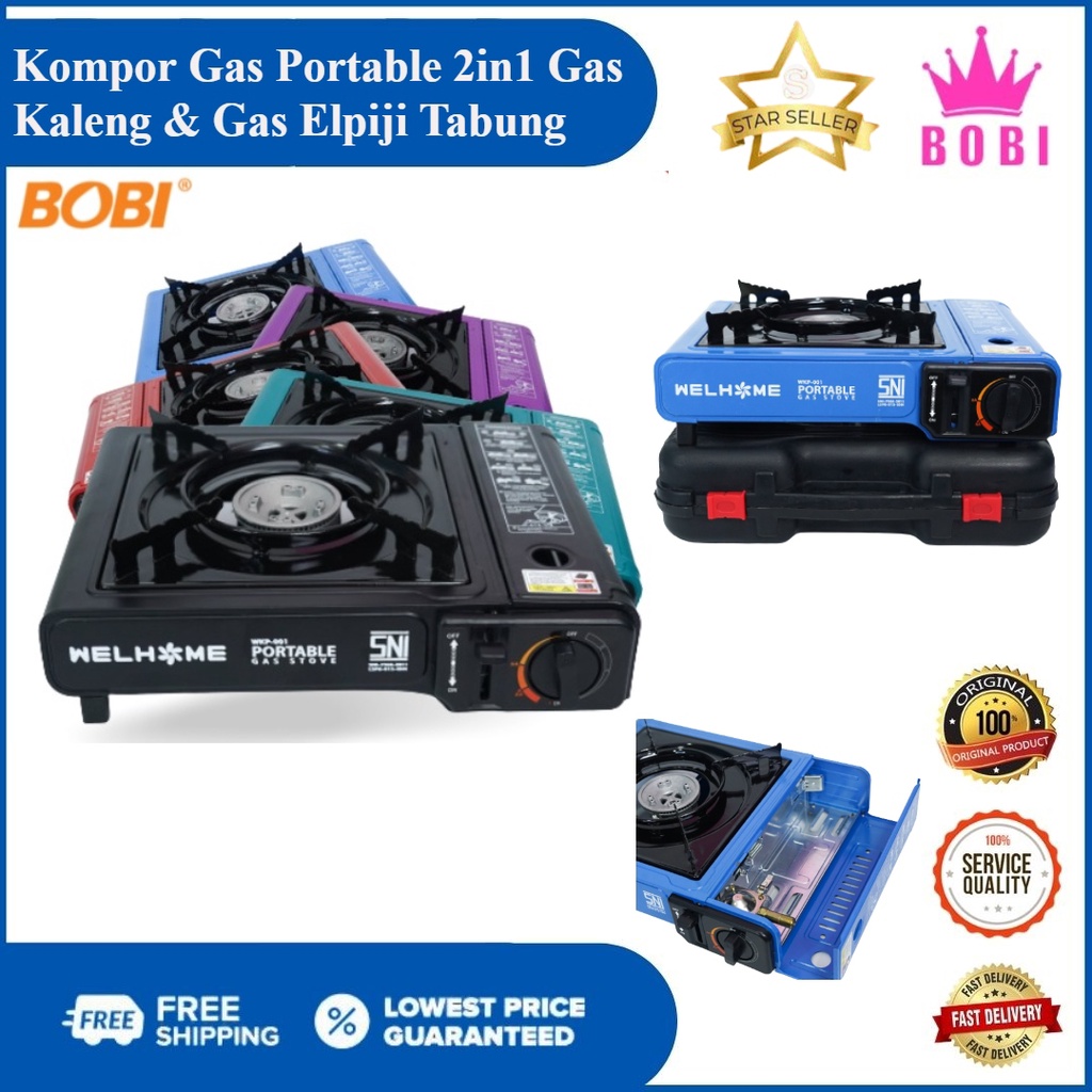 Kompor Gas Portable - Kompor Gas 1 Tungku 2in1 Bobi