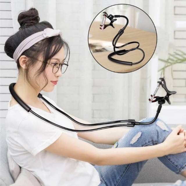 LAZYNECK JEPIT Phone Holder Lazy Hanging Neck Cell Necklace Lazyneck Leher Pinggang Jepit