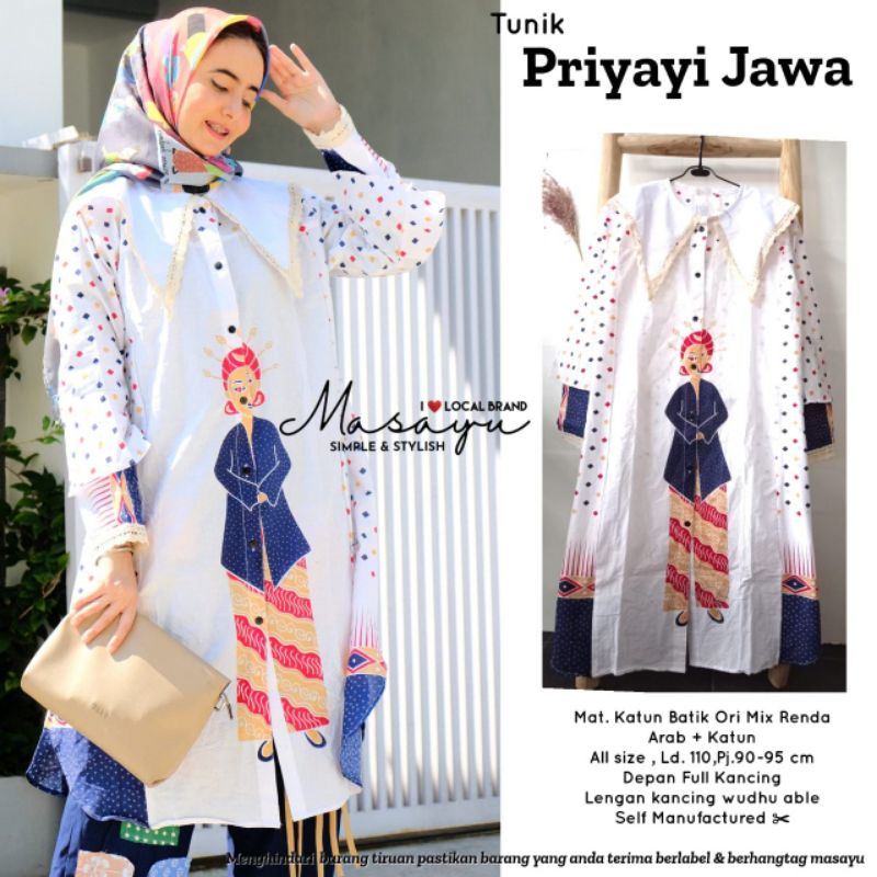 Tunik Batik Katun Motif // Blouse Batik Kekinian Priyayi Jawa// Outfit Batik Kekinian Terlaris