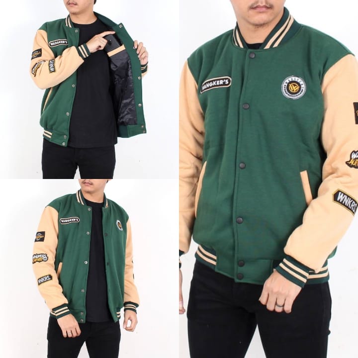 VARSITY JACKET VINTAGE BASEBALL ORIGINAL WANGKERS EMBLEM FULL BORDIR - JAKET VARSITY BASEBALL WANITA PRIA UNISEX