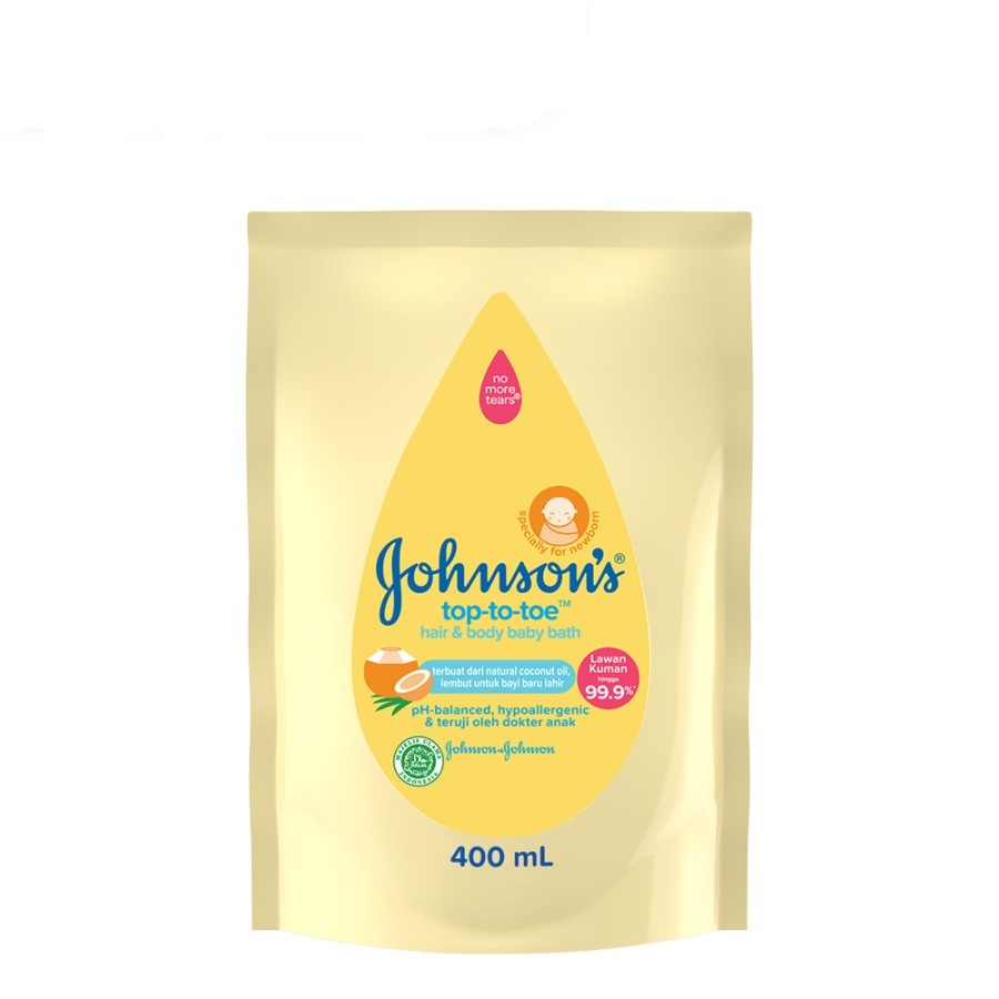 Johnson's Baby Top To Toe Hair &amp; Body Baby Bath 400 ml Pouch - Sabun Mandi Bayi